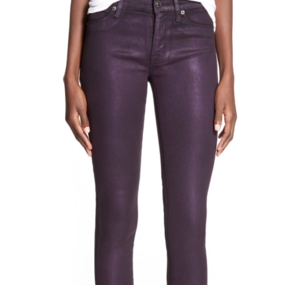 Hudson Jeans Bailey Midrise Purple Waxed Skinny Purple
